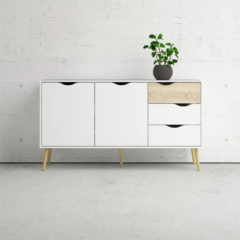 Comoda alba OSLO 75381 cu 3 sertare