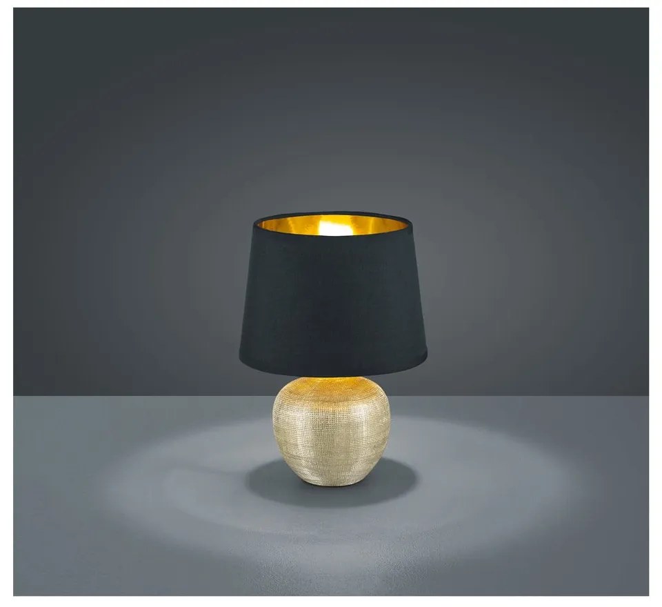 Veioză din ceramică și pânză Trio Luxor, înălțime 26 cm, negru