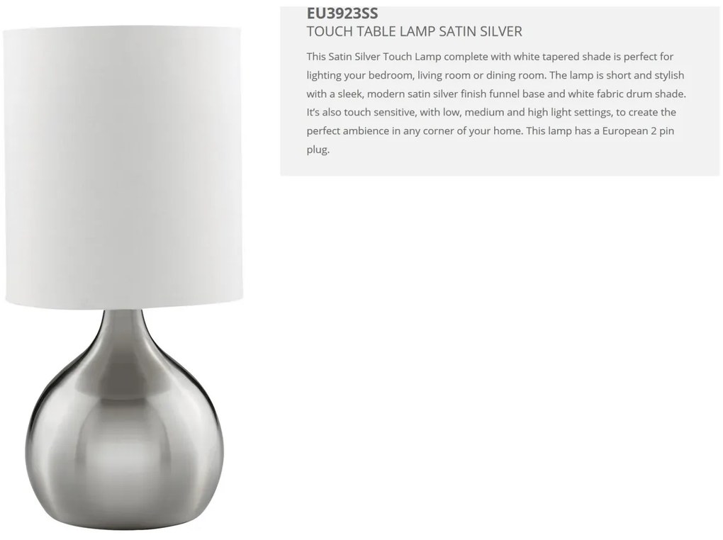 Lampa de masa cu design decorativ Touch EU3923SS SRT