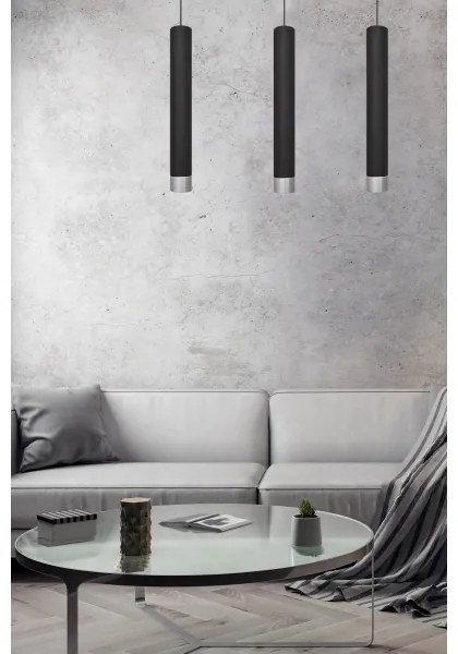 Lustră LED pe cablu TUBA 3xGU10/4,8W/230V negru/crom lucios