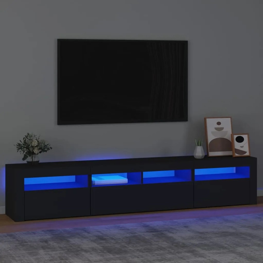 3152731 vidaXL Dulap TV cu lumini LED, negru, 210x35x40 cm