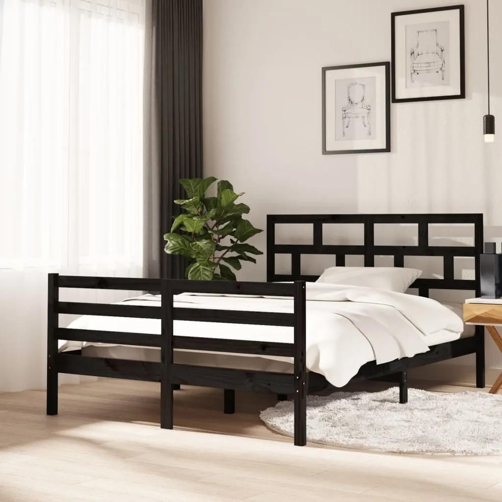3101287 vidaXL Cadru de pat,negru, 140x200 cm,lemn masiv de pin
