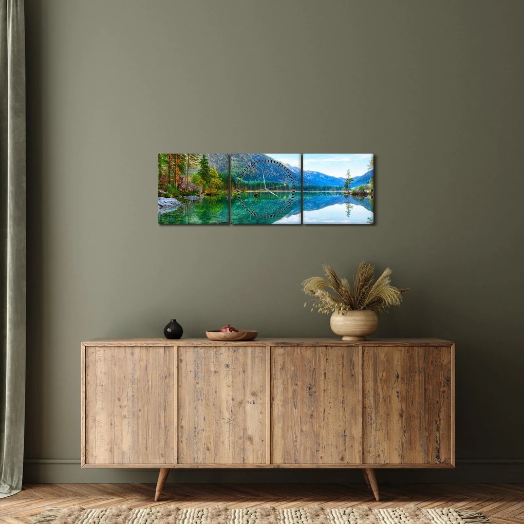 Tablou - Lacul Hintersee (cu ceas) (90x30 cm)