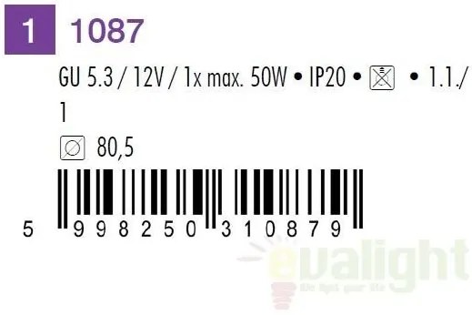 Spot incastrabil alb, diam.8cm, Spot relight 1087 RX