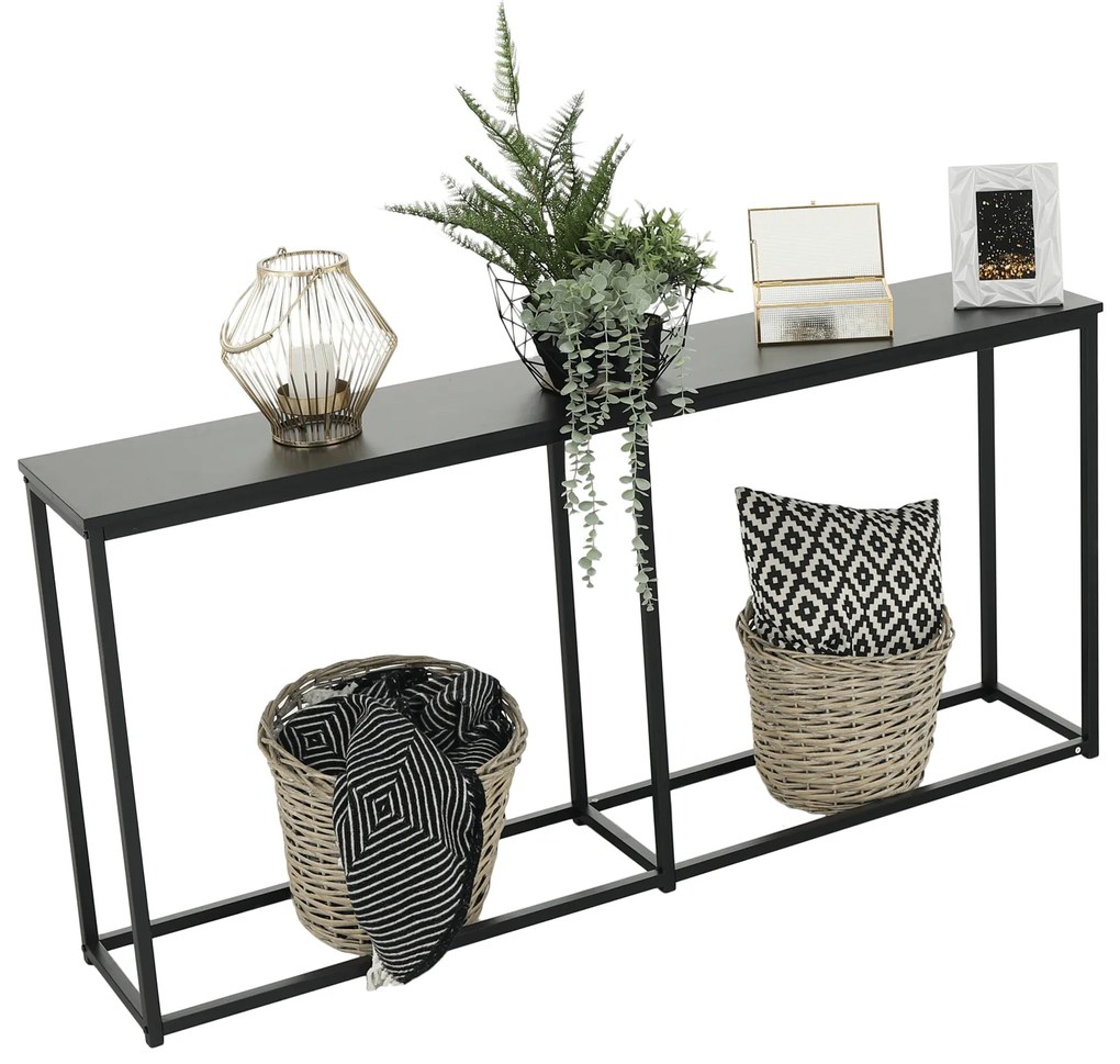 Consola in stil industrial, stejar / negru, BUSTA Consola in stil industrial, gri inchis grafit / negru, BUSTA