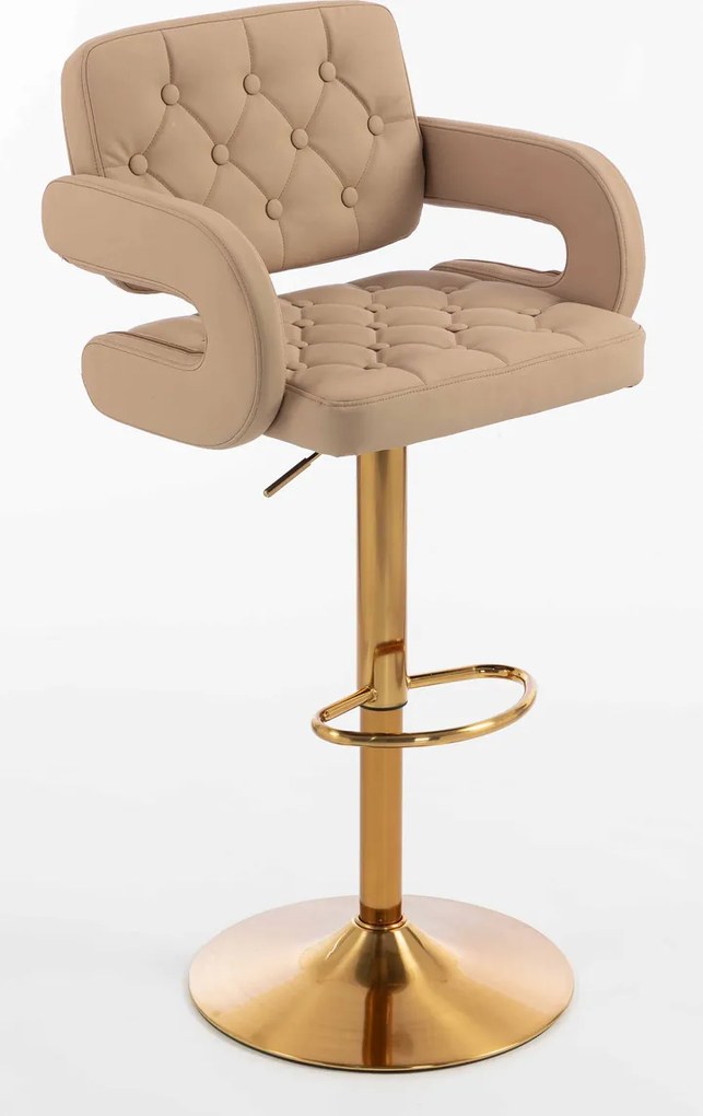 HR8403W Scaun Caramel Piele Ecologica Premium Soft cu Bază Aurie