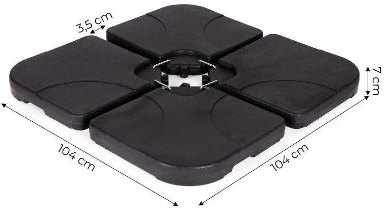 Suport de umbrelă de soare cu bază în cruce, 60 l, negru
