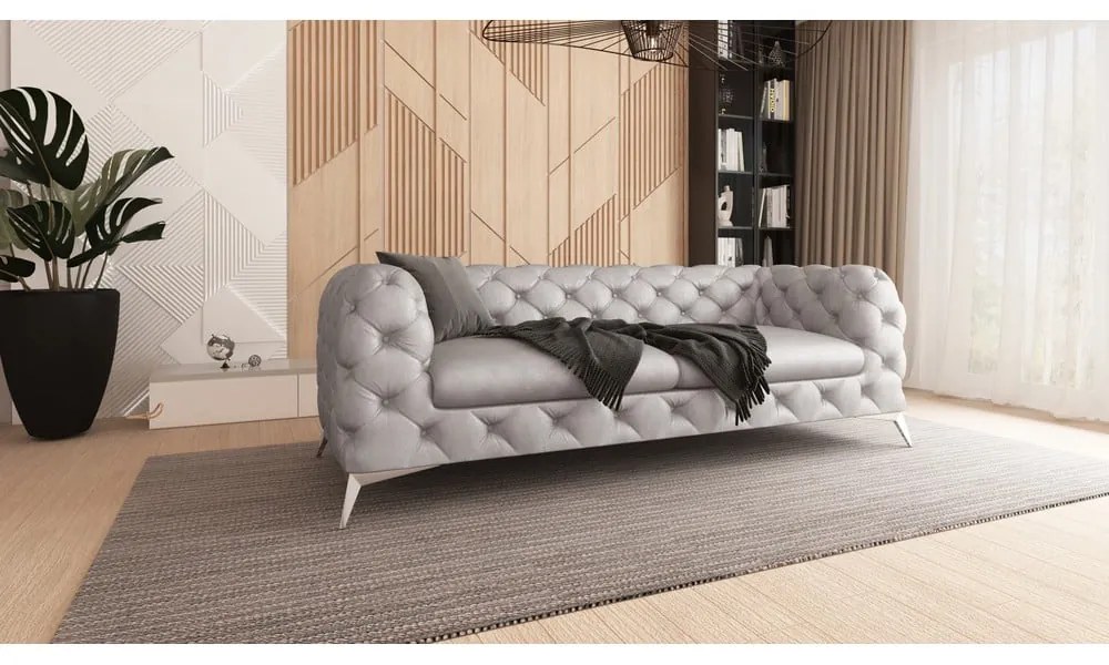 Canapea gri deschis cu tapițerie din catifea 225 cm Chelsea – Ropez