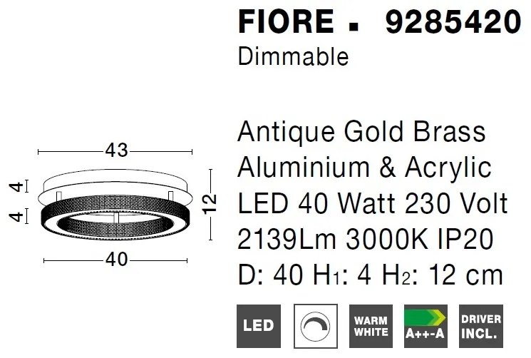 Plafoniera LED dimabila, design modern FIORE, 40cm