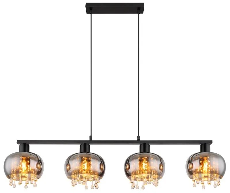 Lustra 4L design modern Corry negru, fumuriu