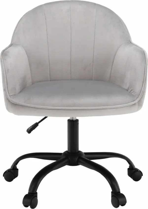 Scaun de birou, material textil din catifea gri deschis / negru, EROL