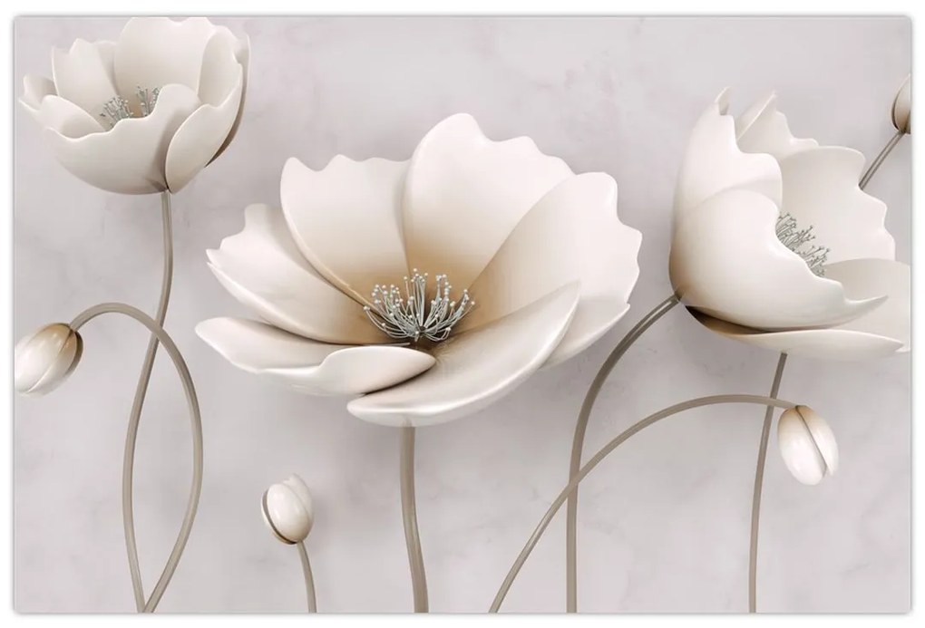 Tablou cu florile albe (90x60 cm)