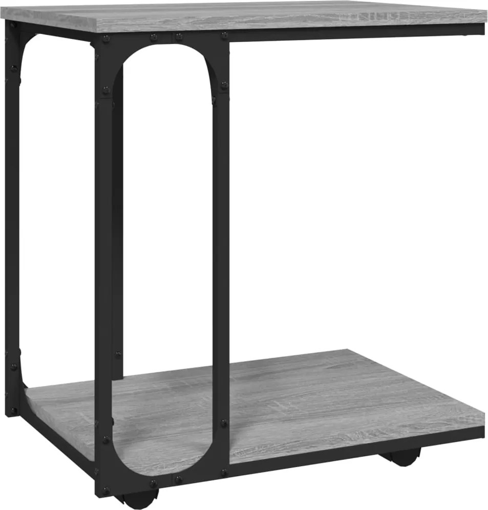 vidaXL Masă laterală cu roți, gri sonoma 50x35x55,5 cm lemn prelucrat