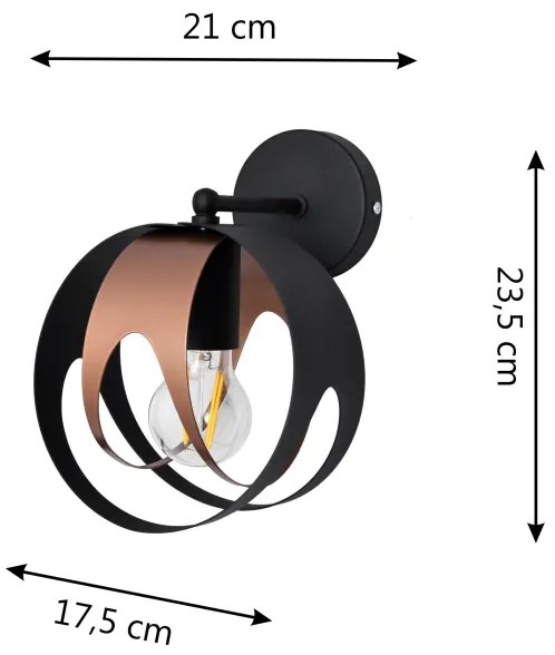 Aplică MOONLIGHT 1xE27/15W/230V neagră/cupru