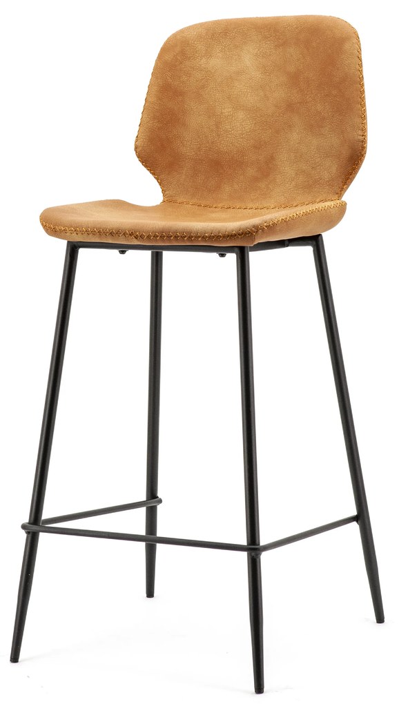 Scaun de bar din imitatie de piele seashell coniac 42x51x94 cm