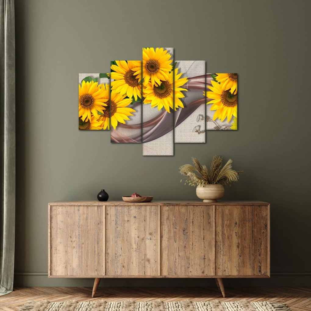 Tablou - Flori strălucitoare de floare soarelui (150x105 cm)