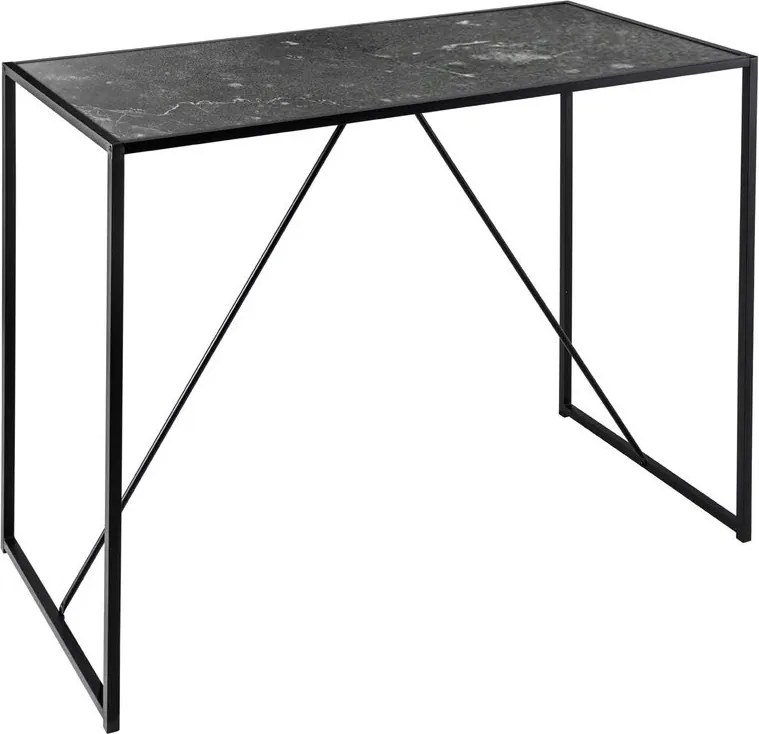 Masa din bar design industrial Slim Line 120cm, negru efect de marmura