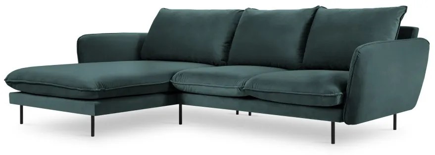 Coltar tapitat Vienna 5 locuri velvet/picioare negre – L255 x l170 x h95