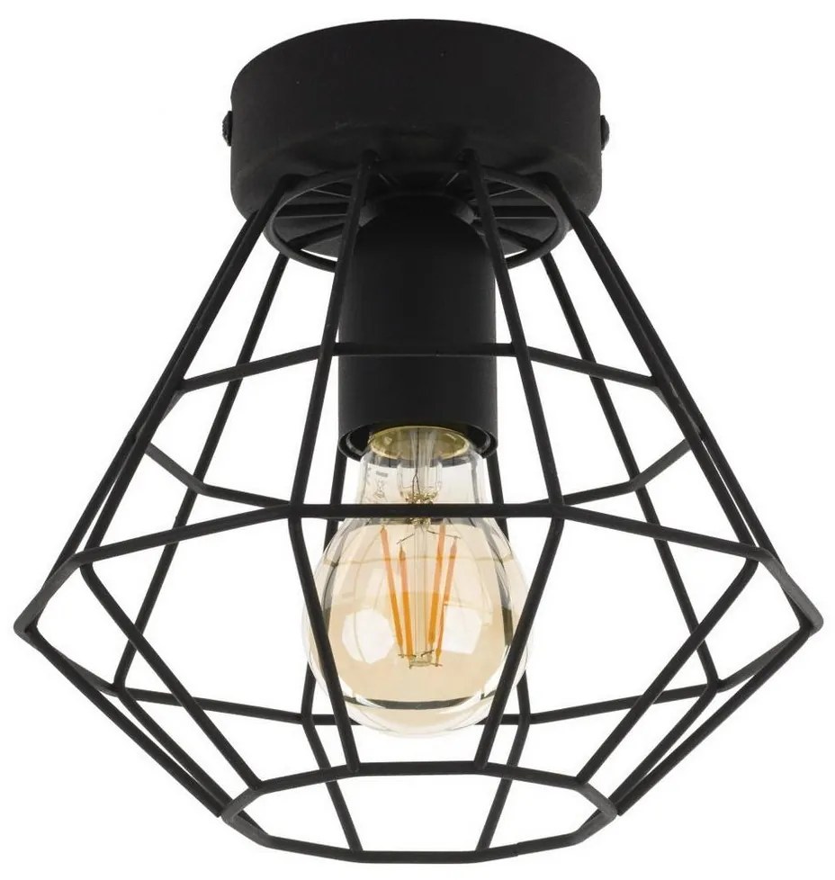 Plafonieră DIAMOND 1xE27/60W/230V d. 22 cm neagră