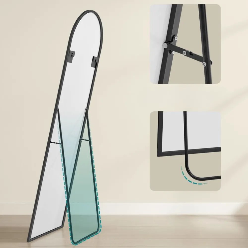 Oglindă rotunjită UMBRA, 160x50 cm, negru SongmicsHome