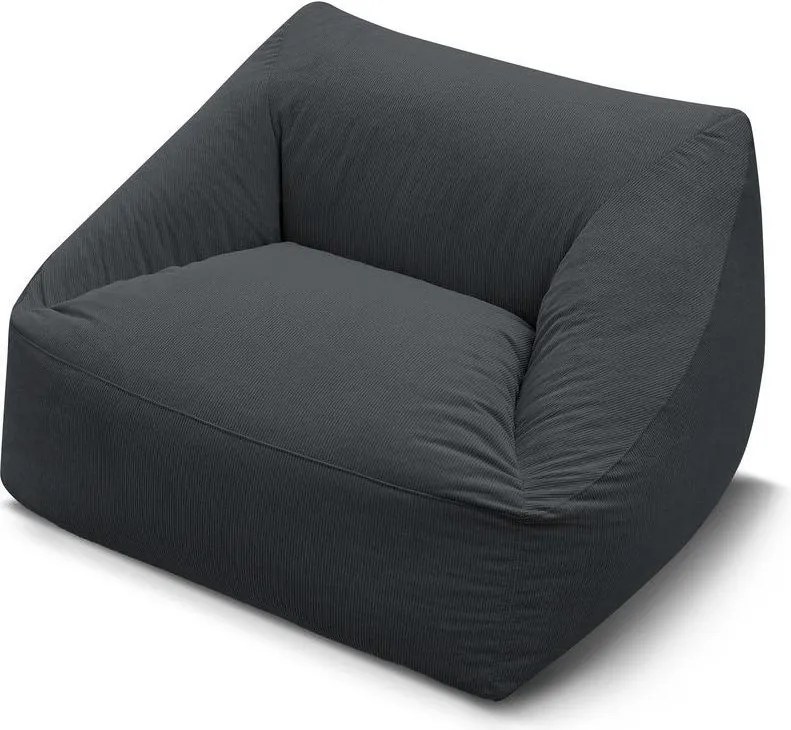 Fotoliu bean bag gri închis cu tapițerie din catifea reiată Lilibet – Bobochic Paris