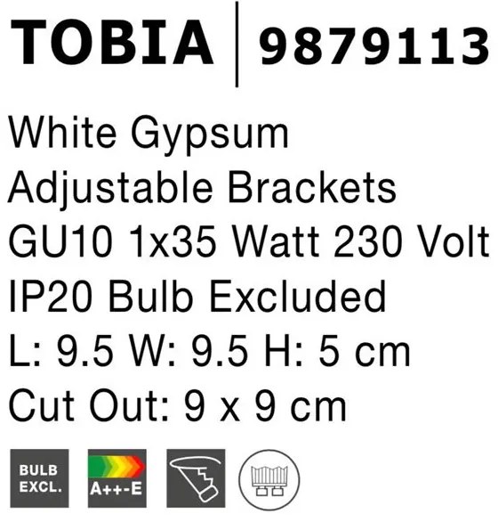 Spot din ghips incastrabil tavan fals TOBIA NVL-9879113