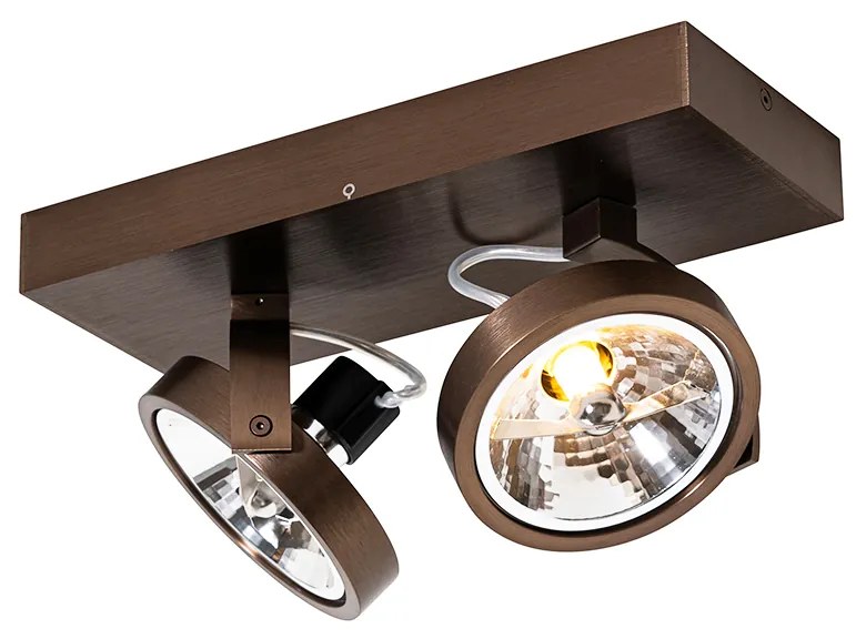 Spotlight de design bronz închis cu 2 lumini rotative și înclinabile - Go