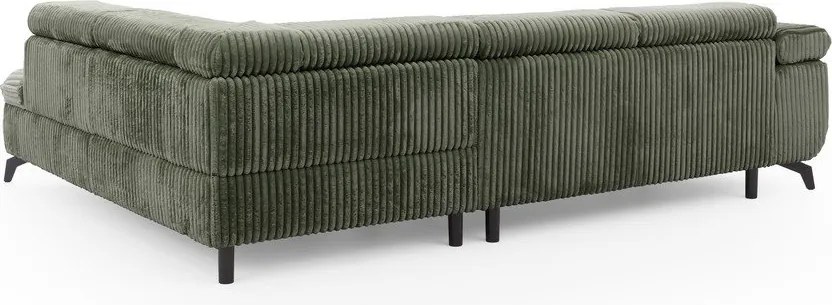 Colțar verde cu tapițerie din catifea reiată (cu colț pe partea dreaptă/în formă de ”L”) Marbeya – Ropez