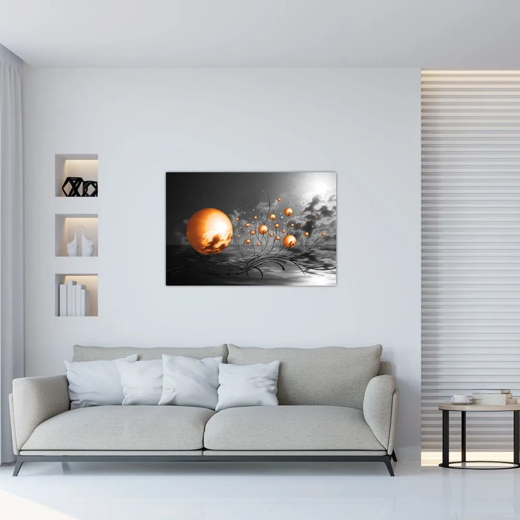 Tabloul bilelor portocalii abstarcte (90x60 cm)