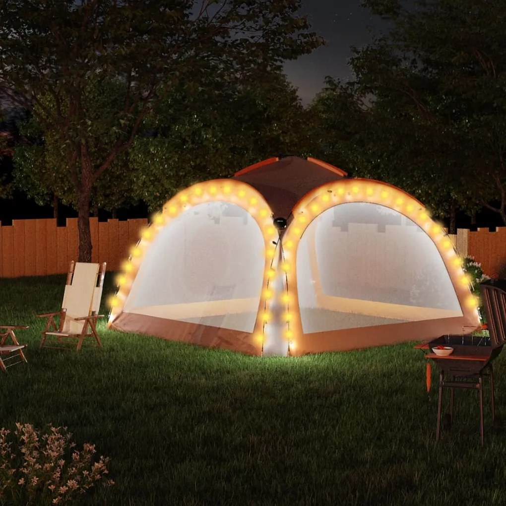 vidaXL Cort petrecere cu LED, 4 pereți, gri&amp;portocaliu, 3,6x3,6x2,3 m