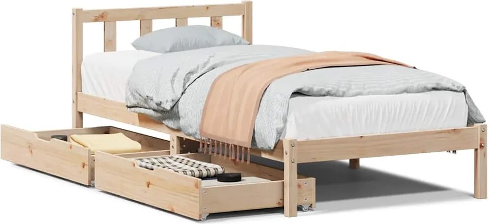 vidaXL Cadru de pat fără saltea, 90x200 cm, lemn masiv pin