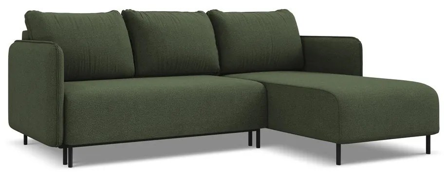 Colțar verde extensibil/cu spațiu de depozitare (cu colț pe partea dreaptă) Luana – Makamii