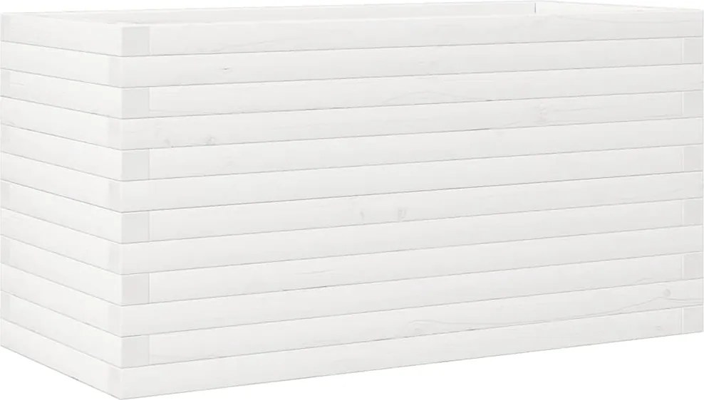 vidaXL Jardinieră de grădină, alb, 90x40x46 cm, lemn masiv de pin