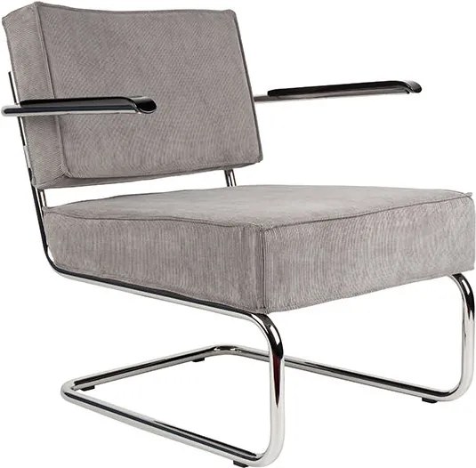 Fotoliu gri deschis cu manere Lounge Ridge Rib Arm Cool Grey 32A Zuiver