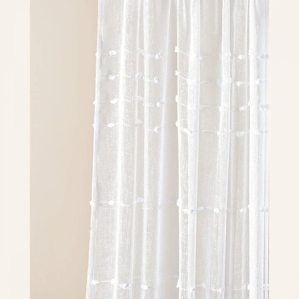Perdea albă de calitate Marisa cu inele argintii 250 x 250 cm