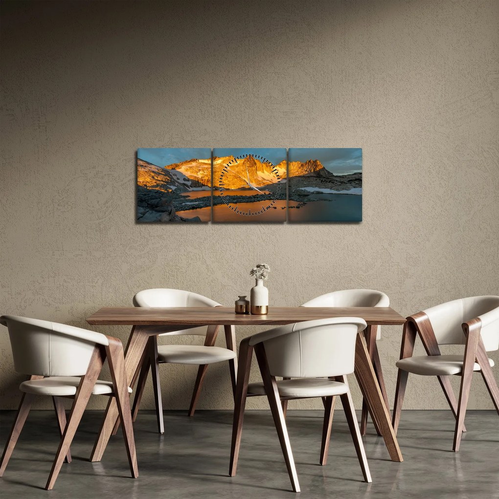 Tablou cu peisaj montan (cu ceas) (90x30 cm)