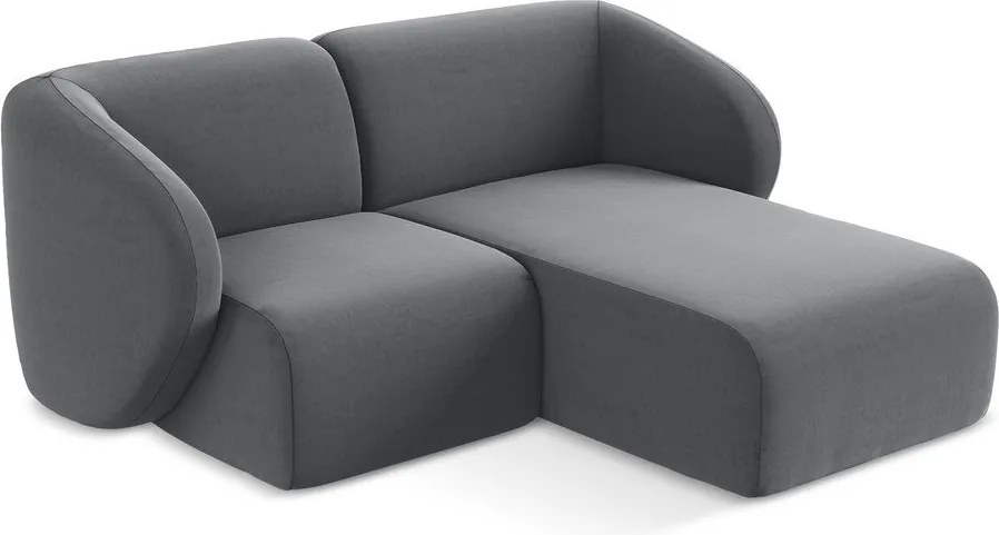 Colțar gri cu tapițerie din catifea (cu colț pe partea dreaptă/cu șezlong) Lani – Makamii