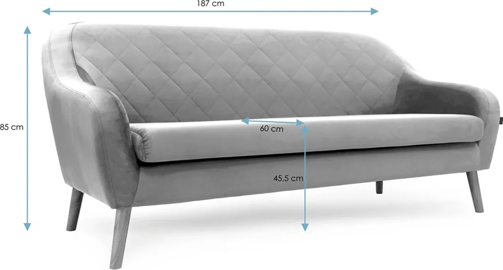 Canapea trei locuri bej CORANTI VELVET