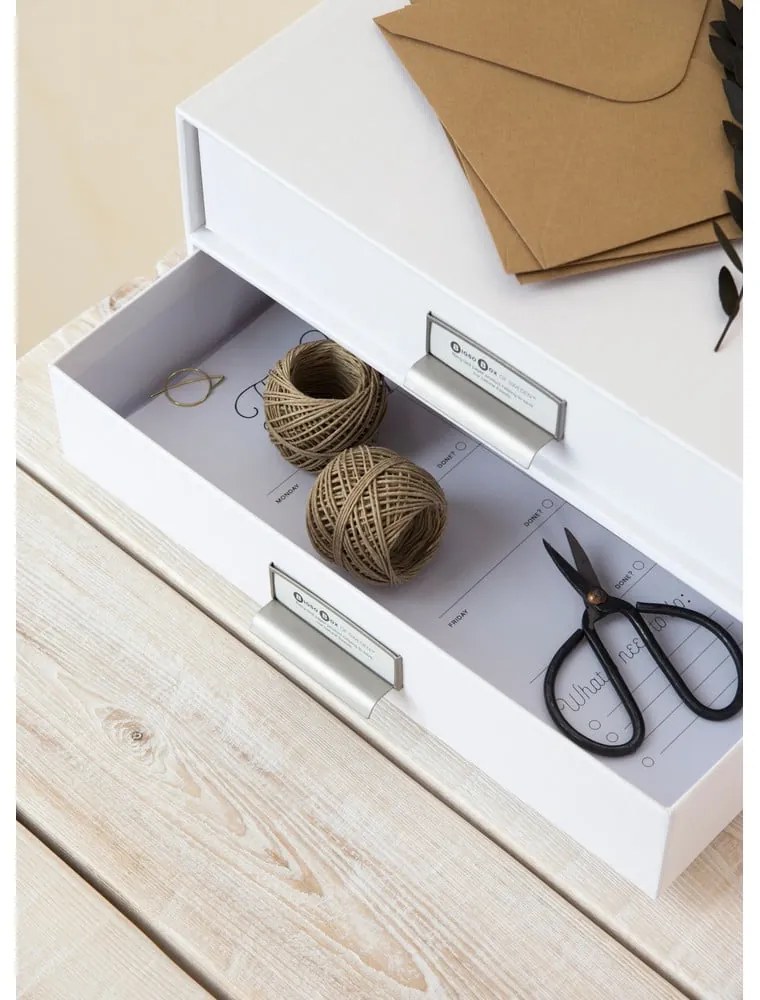 Organizator cu 2 sertare pentru documente Bigso Box of Sweden Birger, 33 x 22,5 cm, alb