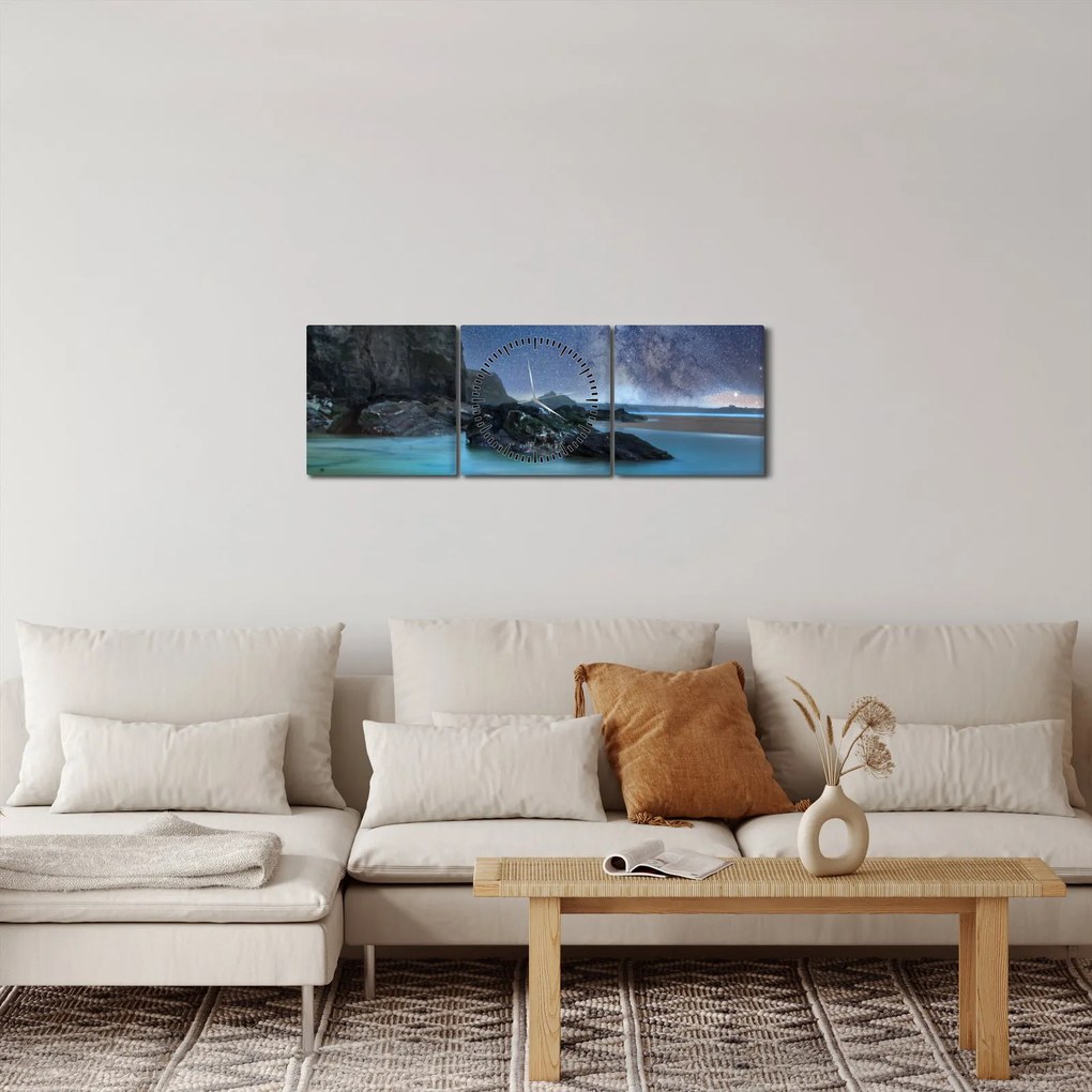 Tablou cu plaja (cu ceas) (90x30 cm)