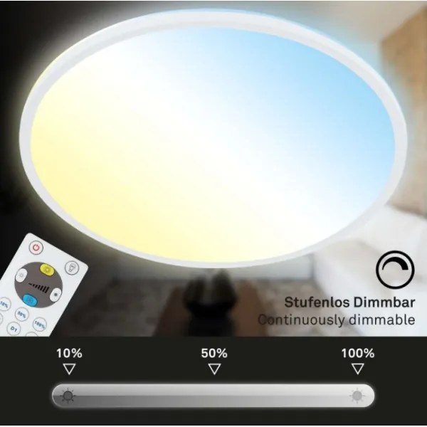Plafonieră LED dimabilă SLIM LED/18W/230V 2700-6500K Briloner 7079-016 + telecomandă