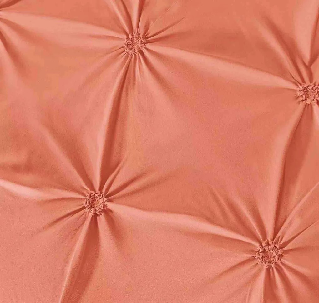 Lenjerie de pat cu pliuri, tesatura tip finet, pat 2 persoane, 6 piese - Peach