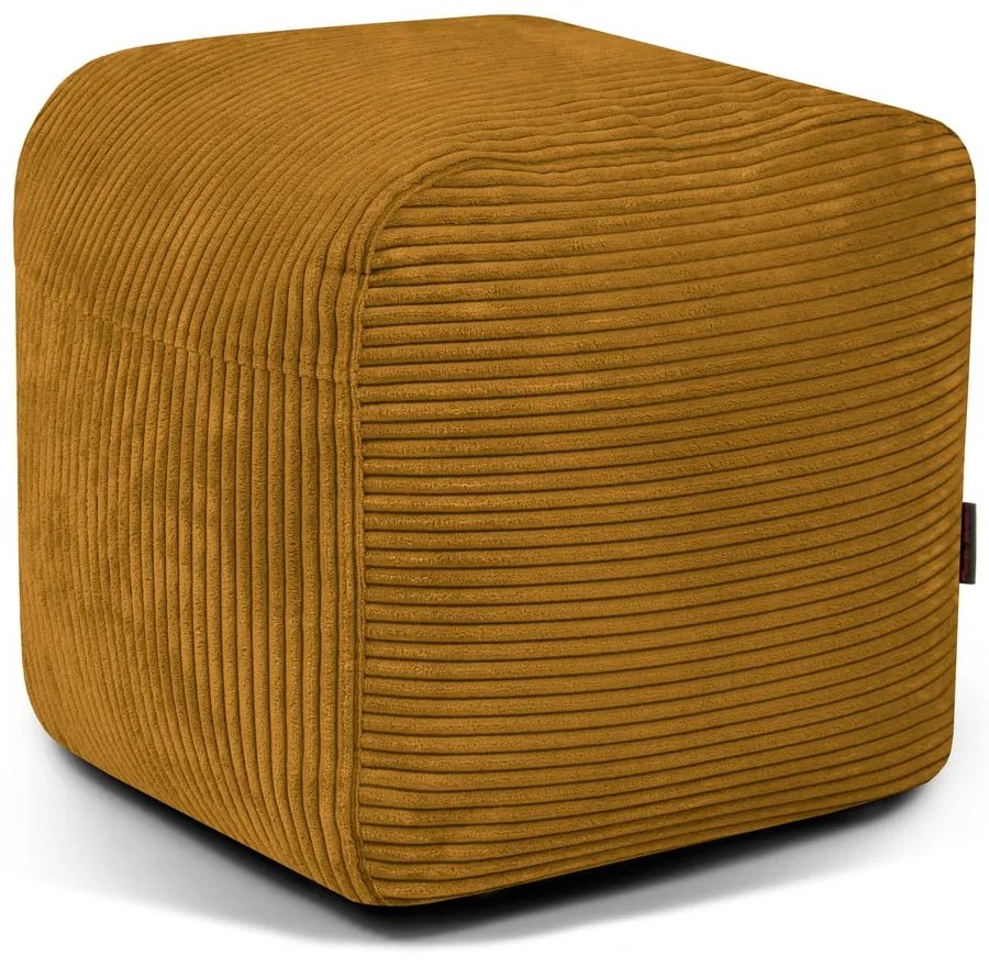 Fotoliu bean bag galben muștar cu tapițerie din catifea reiată Plus 50 Lounge – SLOWDOWN