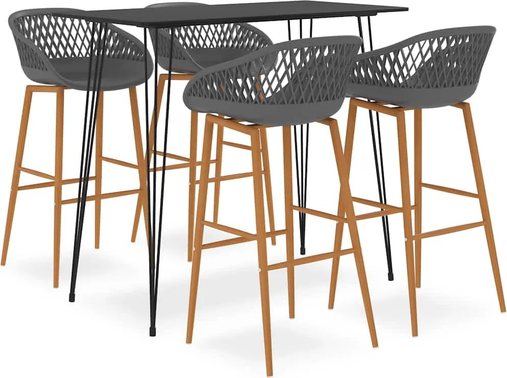 vidaXL Set mobilier de bar, 5 piese, negru și gri