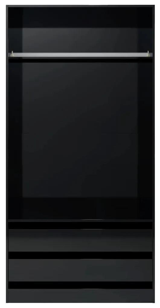 Sifonier, negru extralucios, 100x50x200 cm, PAL negru foarte lucios, 1