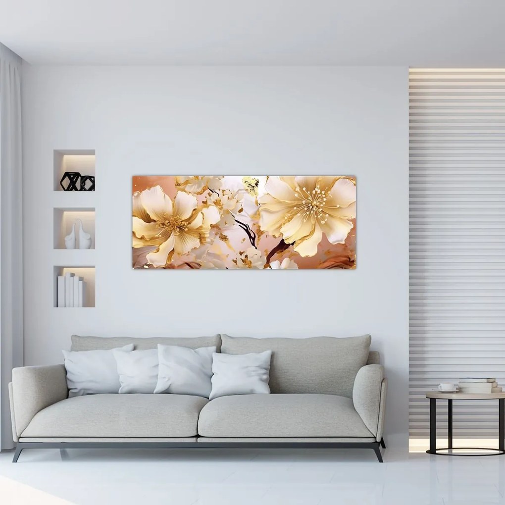 Tablou - Flori de aur (120x50 cm)