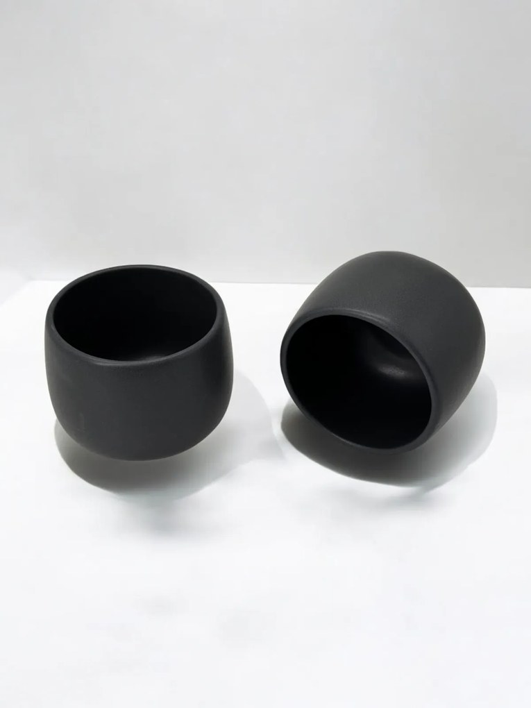 Set 2 Pahare Cafea NOVUM Vulcano Cappucino (Negru Carbon Mat 330ml) Flat White, Latte, Cappucino