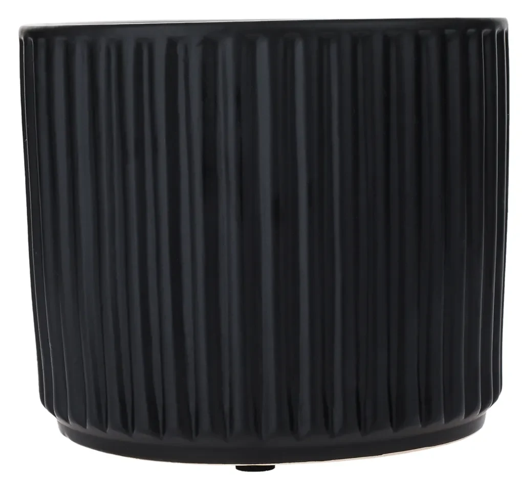 Ghivece de flori din ceramică, set de 2, negru mat, KELSO