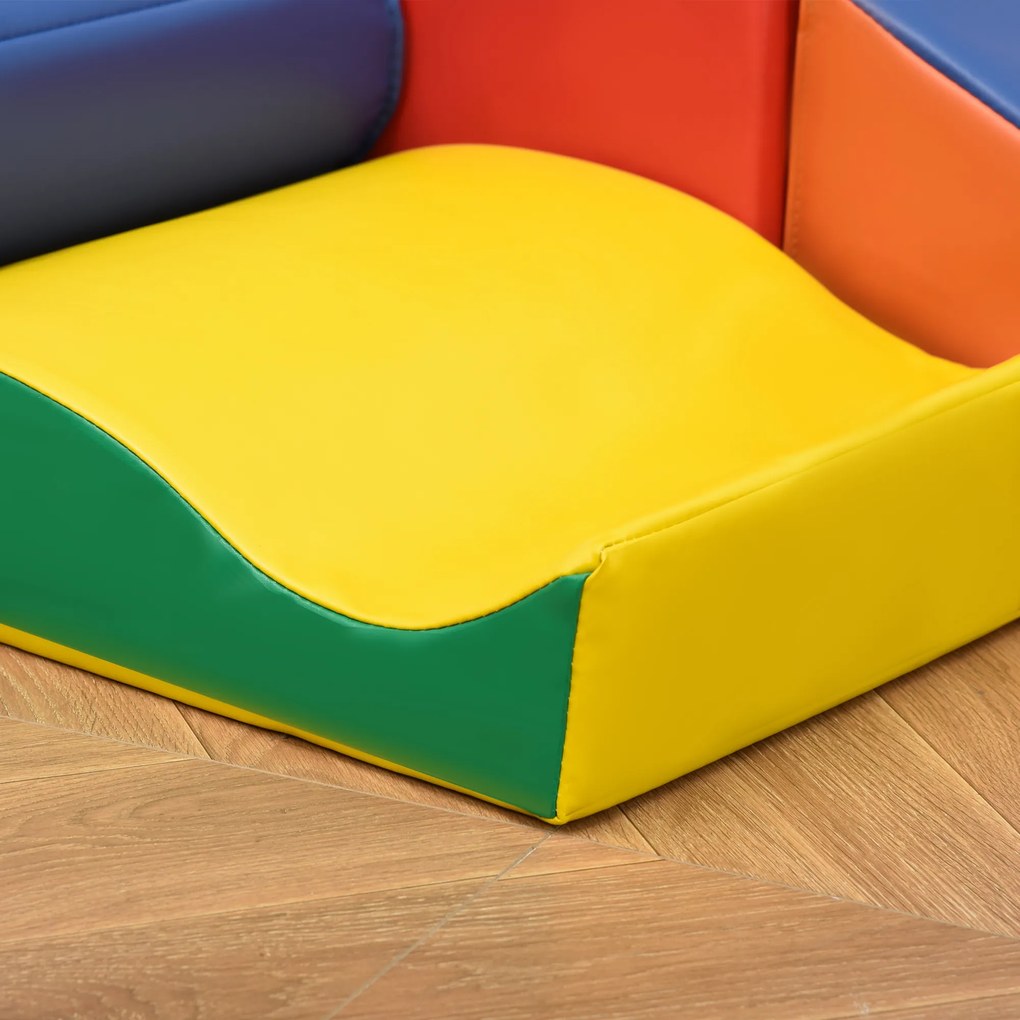 HOMCOM Set de 7 Blocuri de Construcție Moi pentru Copii, Joc Educativ pentru Copii 1-3 Ani, 40x40x20 cm, Multicolor | Aosom Romania
