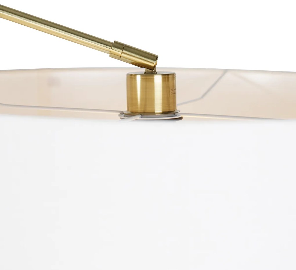 Lampa de podea moderna aurie cu abajur alb 50 cm reglabil - Editor